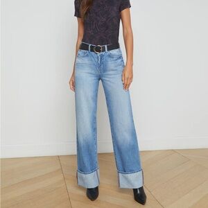 L'AGENCE Miley Cuffed Wide Leg Jean in Caruso